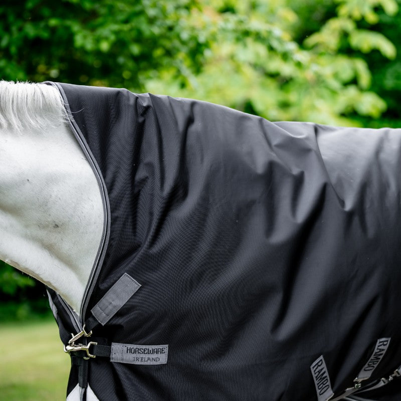 Horseware - Couverture d'extérieur Rambo Wug noir/ thunderstorm grey/ argent 400g