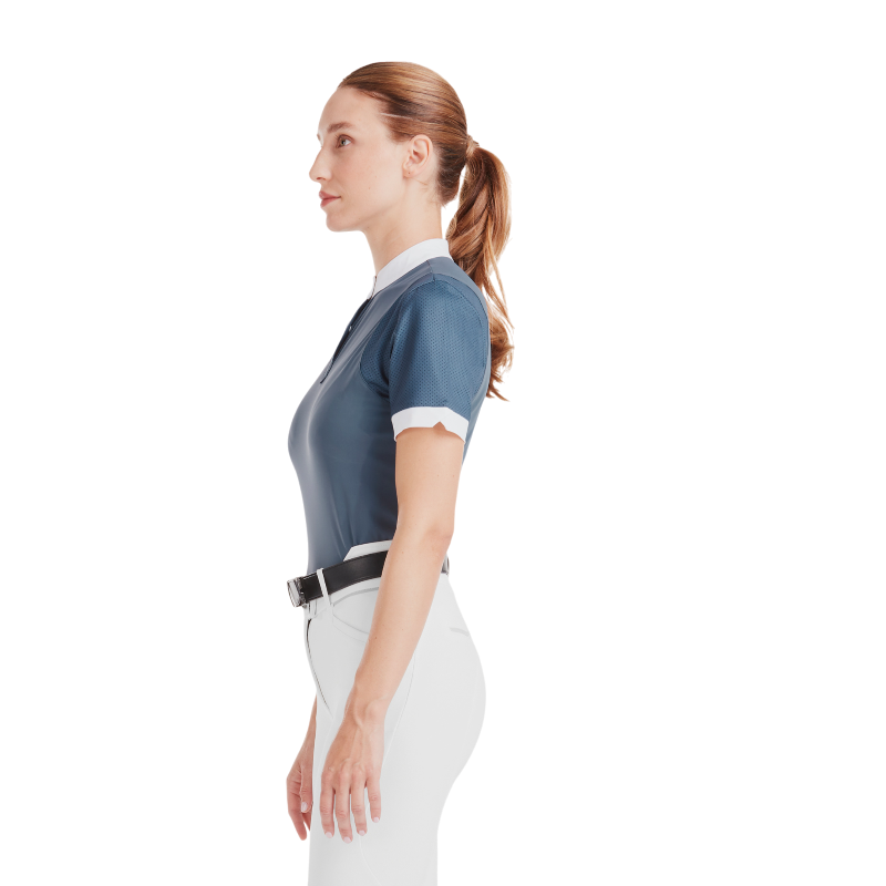 Horse Pilot - Chemise de concours manches courtes femme Aerolight vintage indigo | - Ohlala