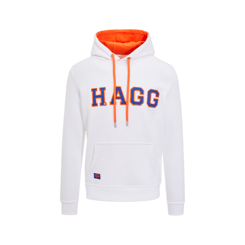 Hagg - Sweat à capuche homme blanc/ orange/ bleu roi | - Ohlala