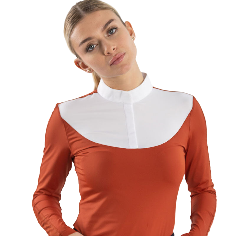 Harcour - Polo de concours manches longues femme Pannie terracotta | - Ohlala