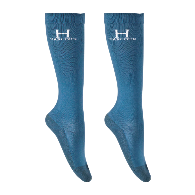 Harcour - Chaussettes d'équitation Badminton steel blue (x2) | - Ohlala