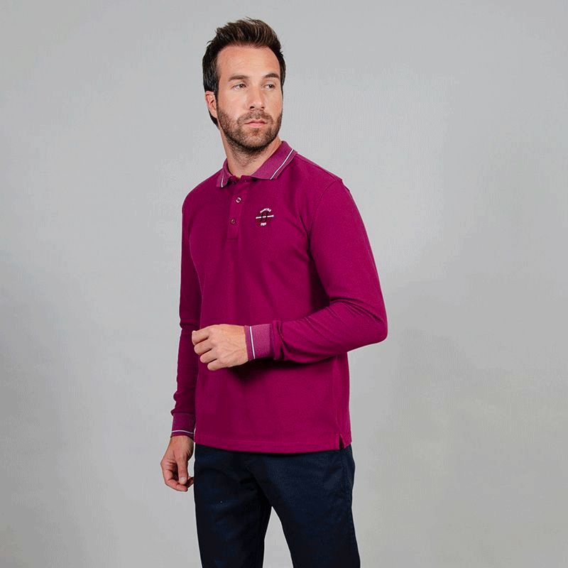 Harcour - Polo manches longues homme Pablo violine | - Ohlala