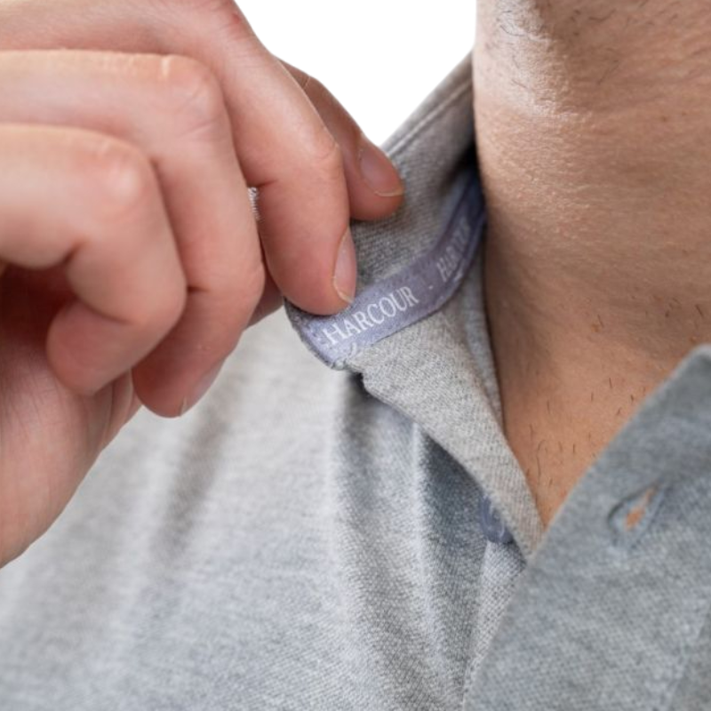 Harcour - Herren Langarm-Polo Malik grau meliert