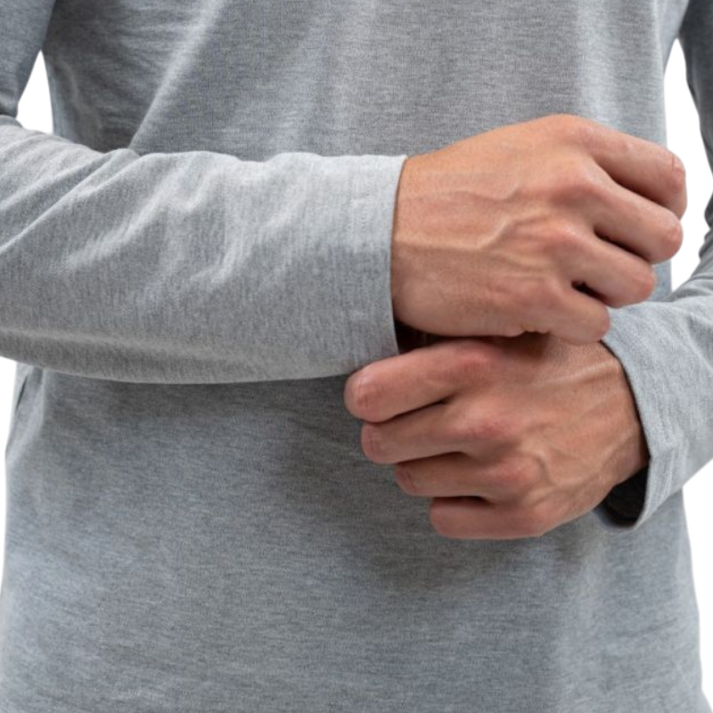 Harcour - Herren Langarm-Polo Malik grau meliert