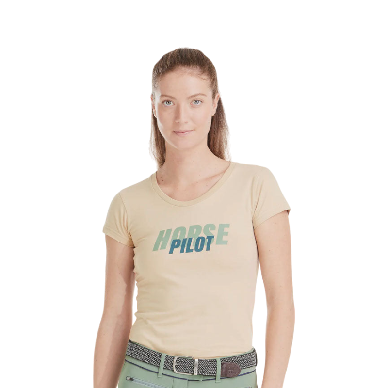 Horse Pilot - T-shirt manches courtes femme Team shirt sand | - Ohlala