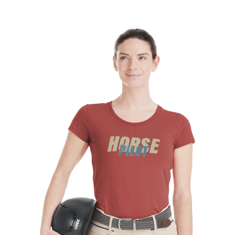 Horse Pilot - T-shirt manches courtes femme Team shirt terracotta | - Ohlala