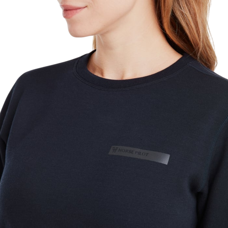 Horse Pilot - Damen Langarm-Sweatshirt Merinos dunkle Nacht