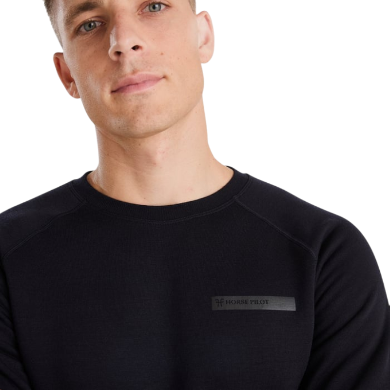 Horse Pilot - Herren Sweatshirt mit langen Ärmeln Merinos Dunkel Nacht