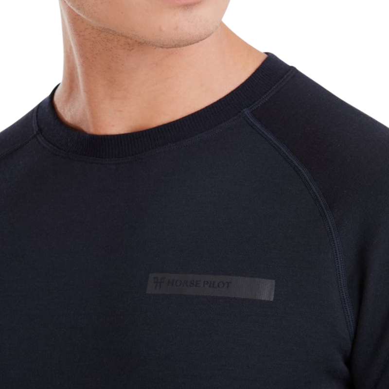 Horse Pilot - Herren Sweatshirt mit langen Ärmeln Merinos Dunkel Nacht