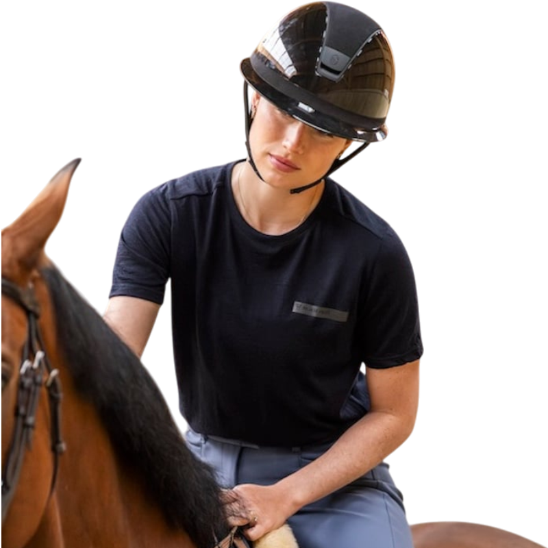 Horse Pilot - Damen T-Shirt mit kurzen Ärmeln Merinos dunkle Nacht