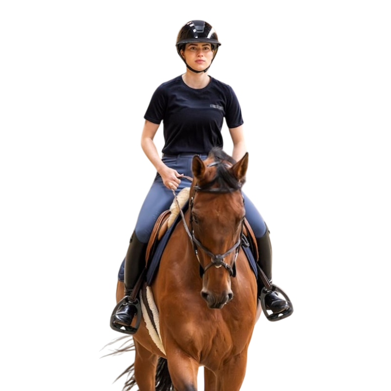 Horse Pilot - Damen T-Shirt mit kurzen Ärmeln Merinos dunkle Nacht