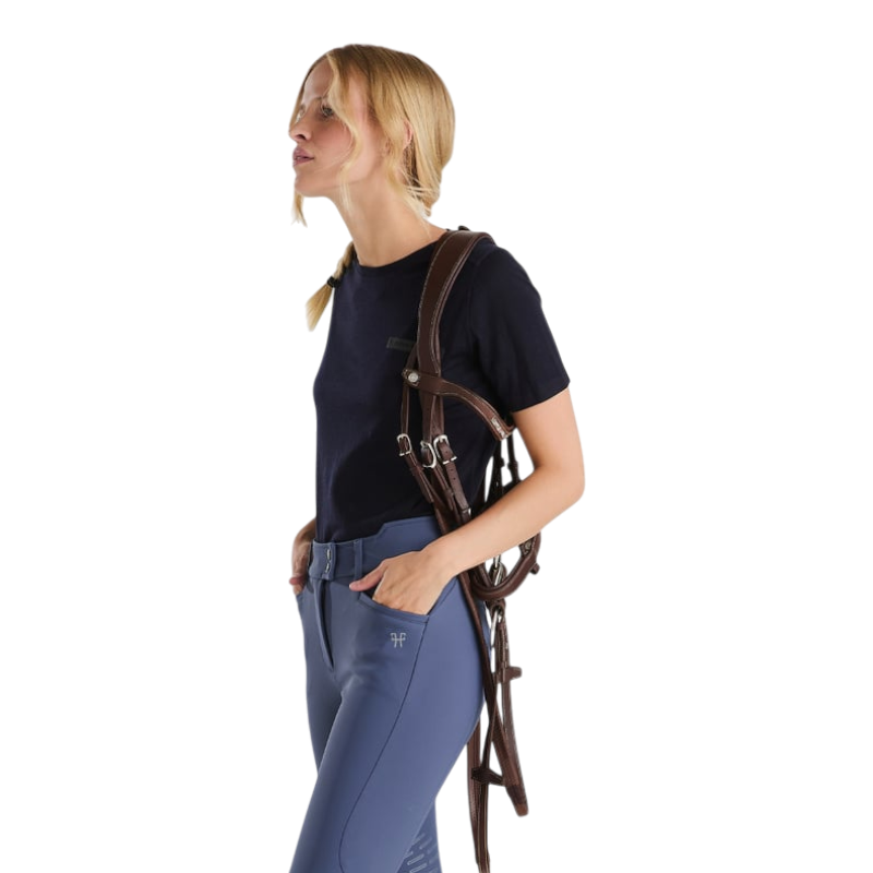 Horse Pilot - Damen T-Shirt mit kurzen Ärmeln Merinos dunkle Nacht