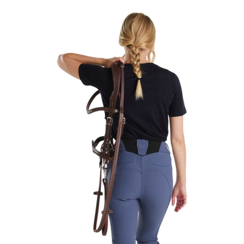 Horse Pilot - Damen T-Shirt mit kurzen Ärmeln Merinos dunkle Nacht
