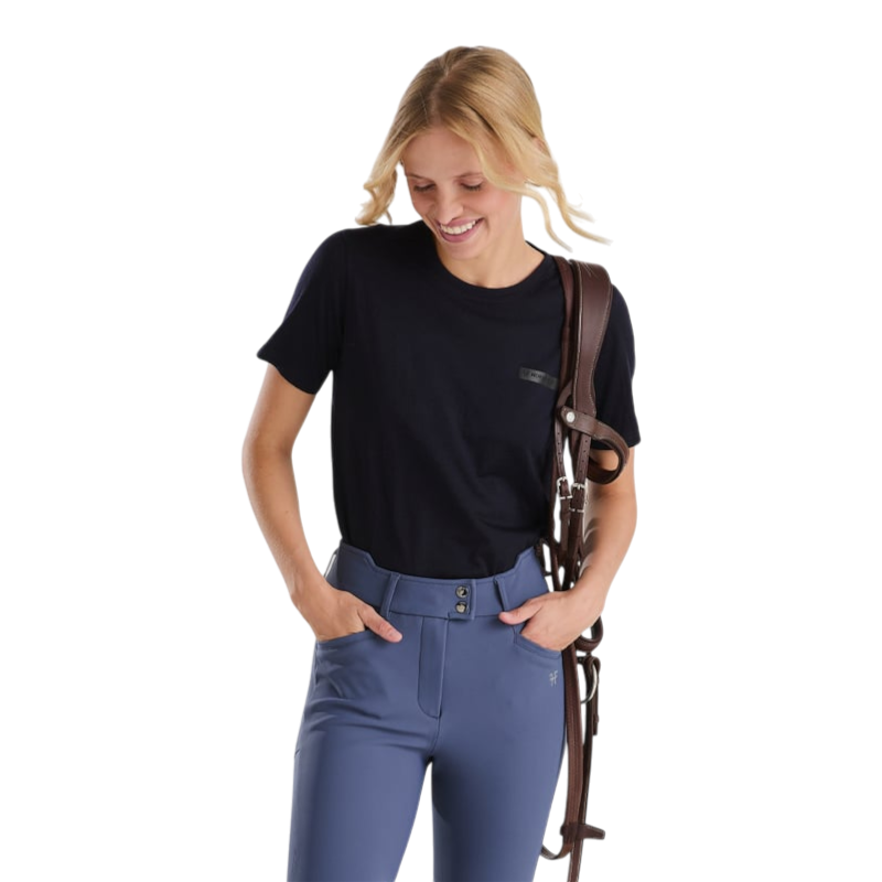 Horse Pilot - Damen T-Shirt mit kurzen Ärmeln Merinos dunkle Nacht