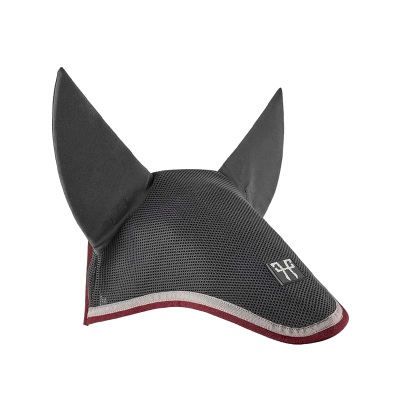 Horse Pilot - Bonnet pour chevaux mesh gris/ bordeaux | - Ohlala