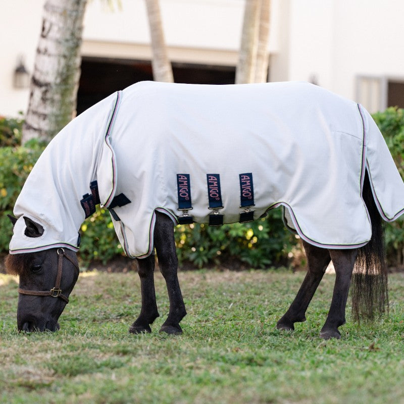 Horseware - Chemise anti-mouches Amigo Ripstop Petite Hoody argent/ lime/ marine/ rose | - Ohlala