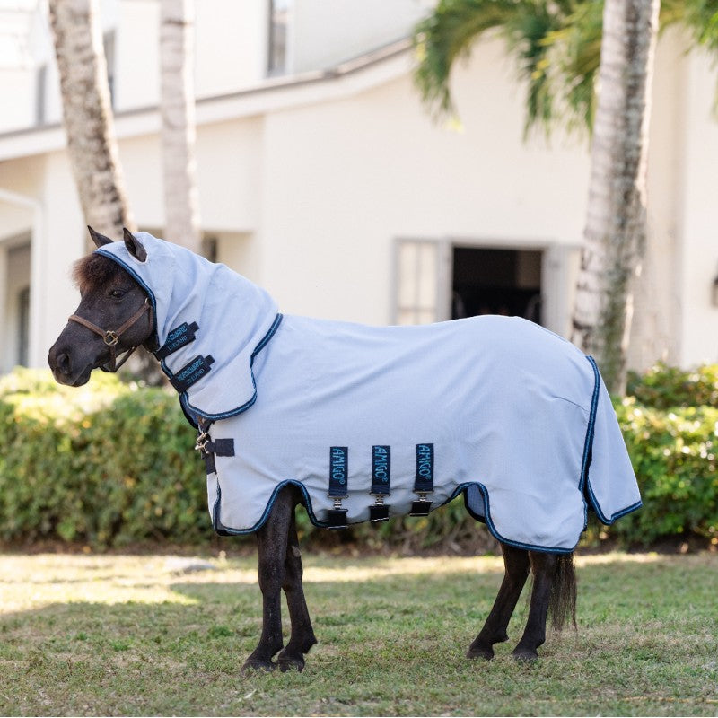 Horseware - Chemise anti-mouches Amigo Ripstop  Petite Hoody azure blue/ marine/ bleu électrique | - Ohlala