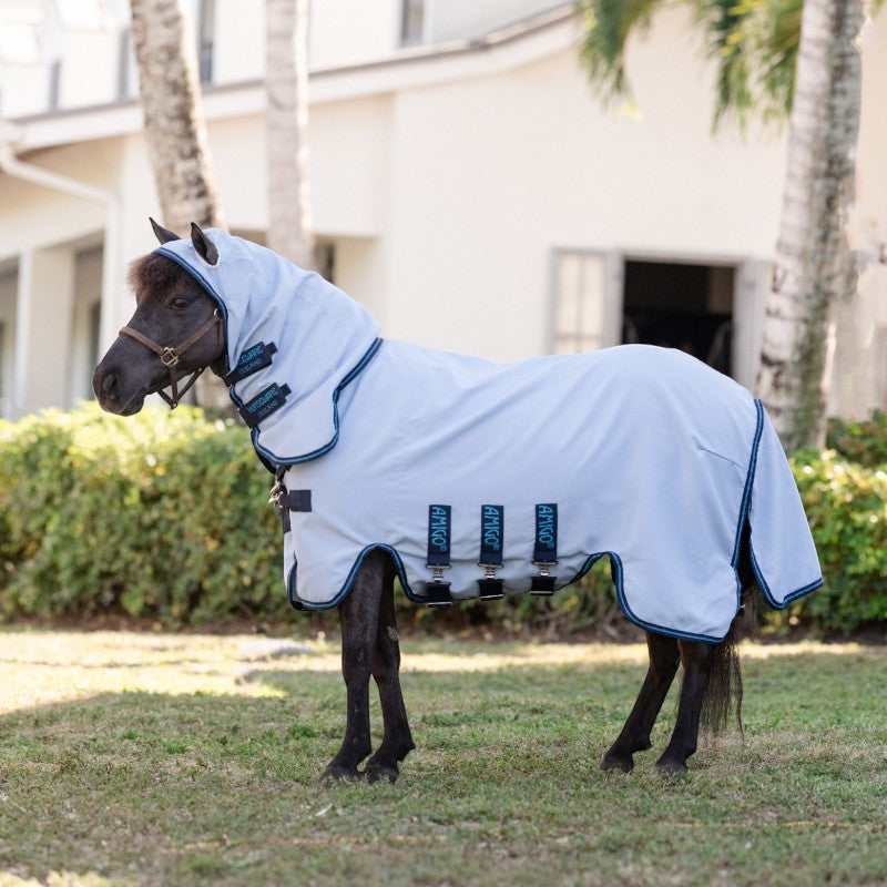 Horseware - Chemise anti-mouches Amigo Ripstop  Petite Hoody azure blue/ marine/ bleu électrique | - Ohlala