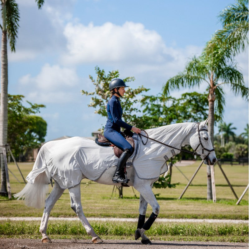 Horseware - Amigo Flyrider vliegenwerende shirt zilver/ titanium grijs/ zilver