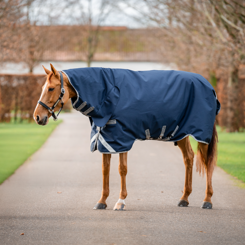 Horseware - Außenabdeckung Amigo Bravo Integrated Turnout marine/ titan grau/ silber 150g