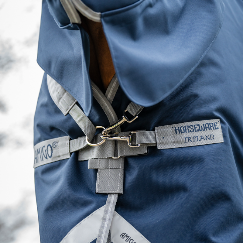 Horseware - Außenabdeckung Amigo Bravo Integrated Turnout marine/ titan grau/ silber 150g
