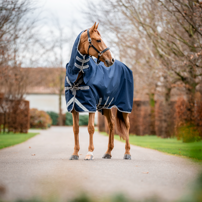 Horseware - Außenabdeckung Amigo Bravo Integrated Turnout marine/ titan grau/ silber 150g