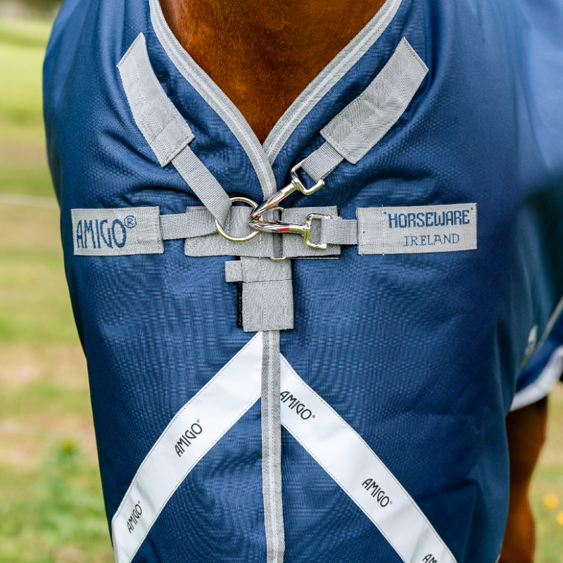 Horseware - Buitenbedekking Amigo Bravo Plus Turnout marine/ titanium grijs/ zilver 50g