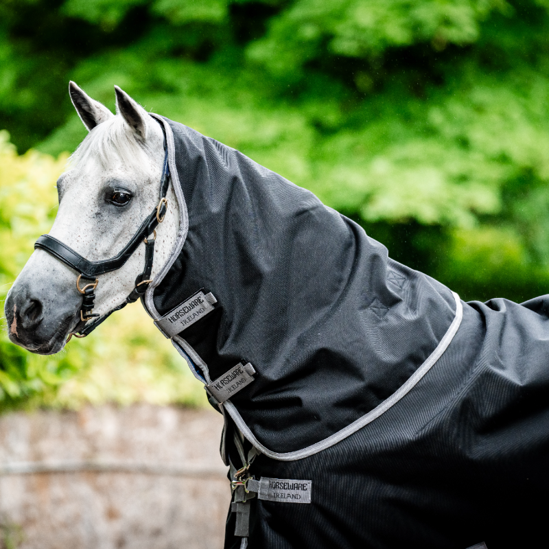 Horseware - Couverture d'extérieur Amigo Bravo Plus Turnout noir/ titanium grey/ argent 100g | - Ohlala