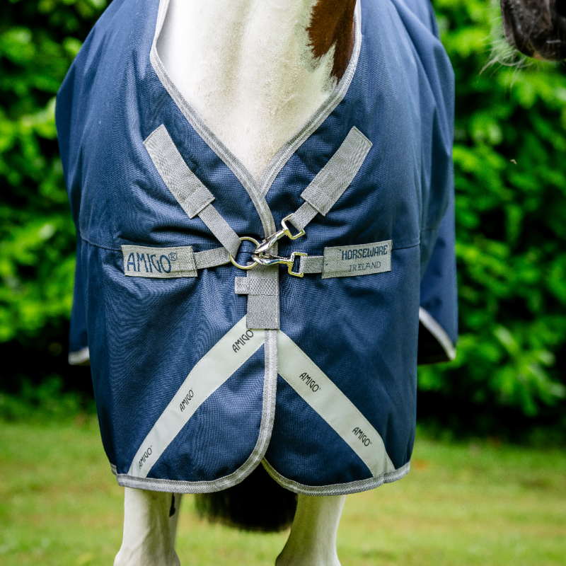 Horseware - Couverture d'extérieur Amigo Bravo XL Turnout marine/ titanium grey/ argent 150g | - Ohlala