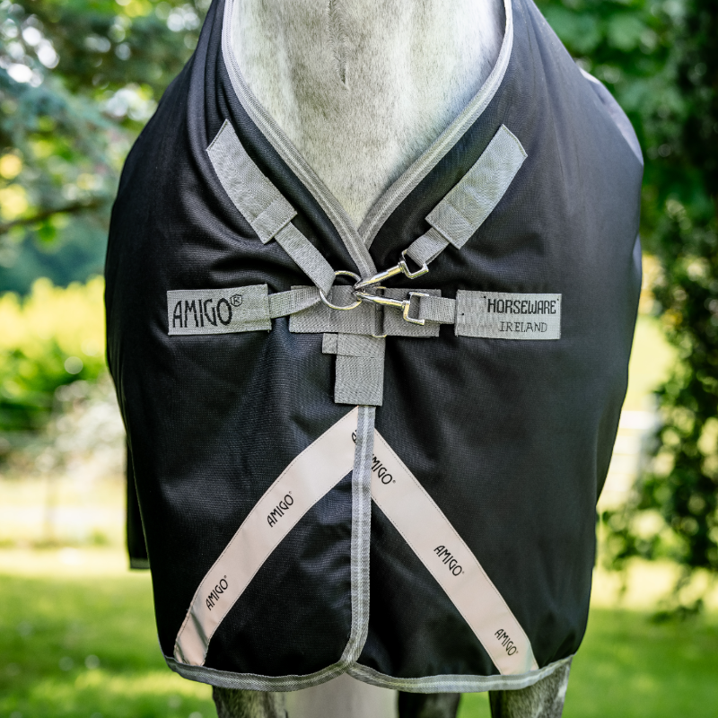 Horseware - Couverture d'extérieur Amigo Bravo XL Turnout noir/ titanium grey/ argent 50g | - Ohlala