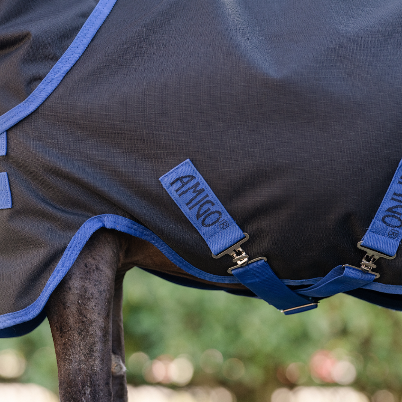 Horseware - Couverture d'extérieur Amigo Ripstop Plus Petite Turnout noir/ classic blue 200g | - Ohlala