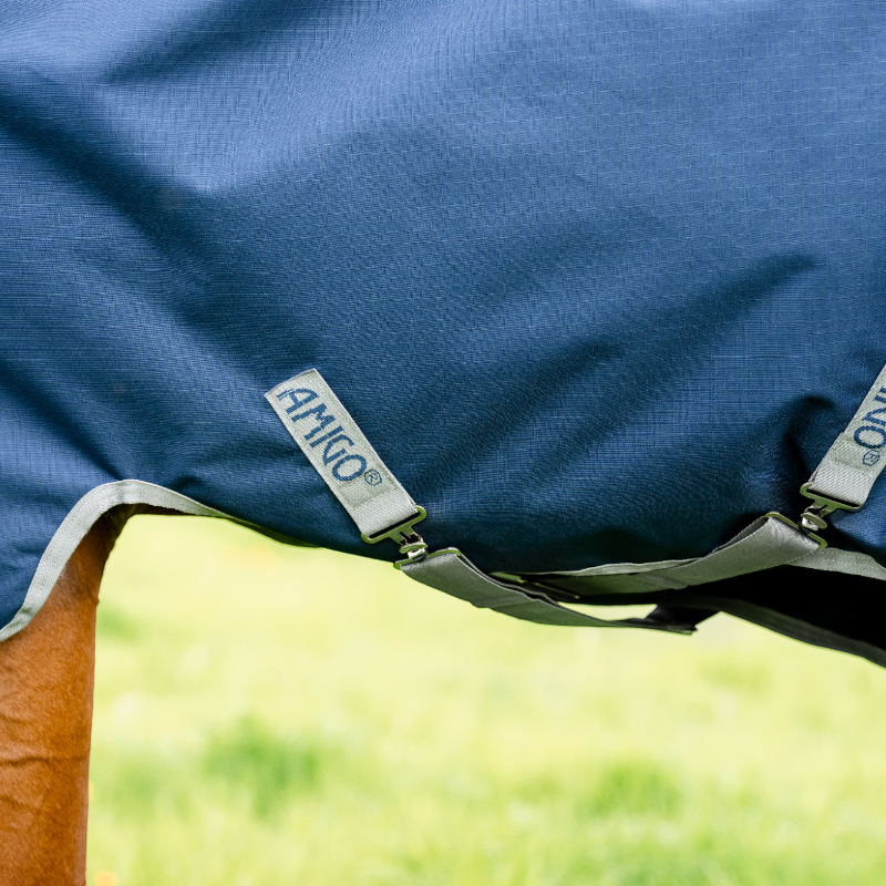 Horseware - Couverture d'extérieur Amigo Ripstop Turnout marine/ titanium grey 100g | - Ohlala