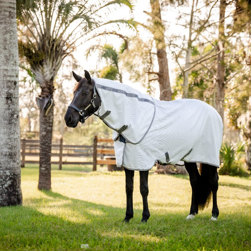 Horseware - Couverture d'extérieur Amigo Summer Plus marine check/ titanium grey/ argent | - Ohlala