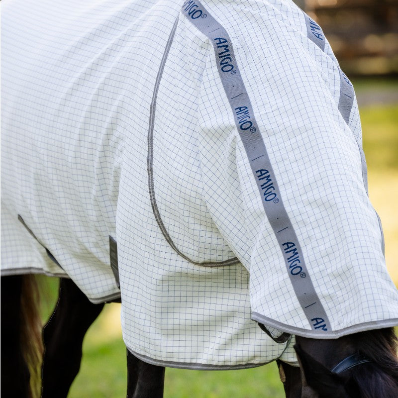 Horseware - Couverture d'extérieur Amigo Summer Plus marine check/ titanium grey/ argent | - Ohlala