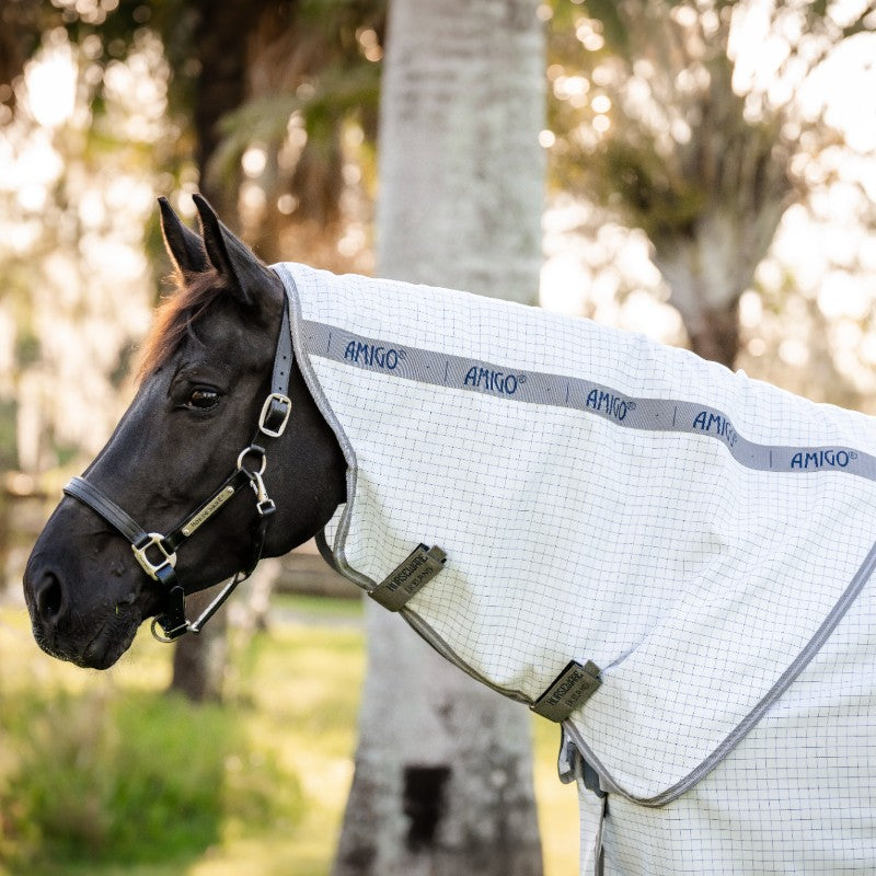 Horseware - Couverture d'extérieur Amigo Summer Plus marine check/ titanium grey/ argent | - Ohlala
