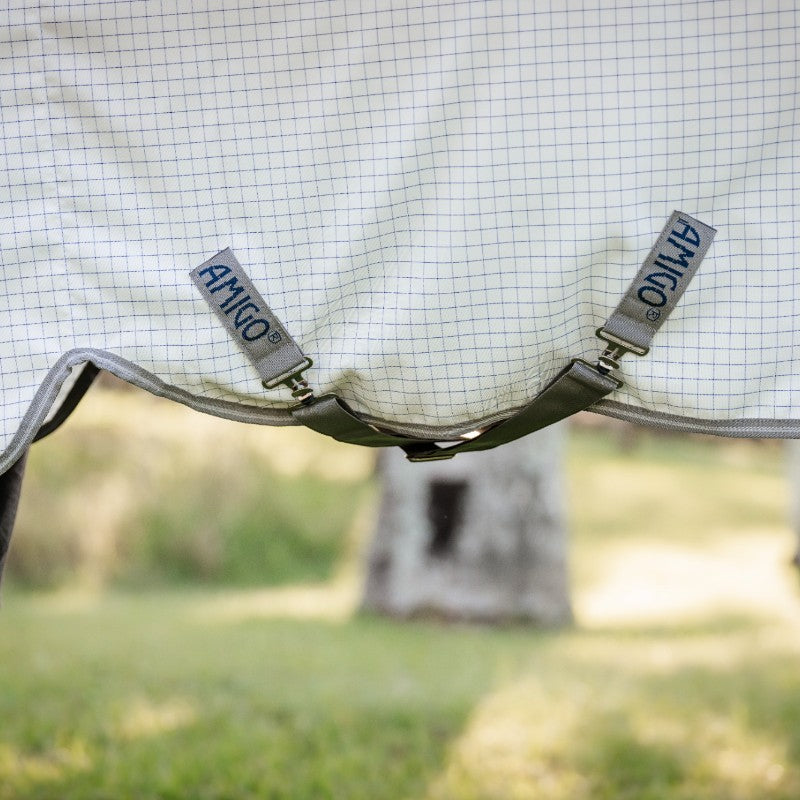Horseware - Couverture d'extérieur Amigo Summer Plus marine check/ titanium grey/ argent | - Ohlala