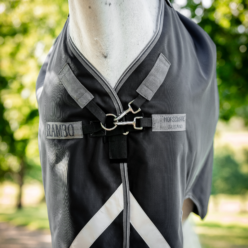 Horseware - Buitenbedekking Rambo Turnout zwart/ onweer grijs/ zilver 0g