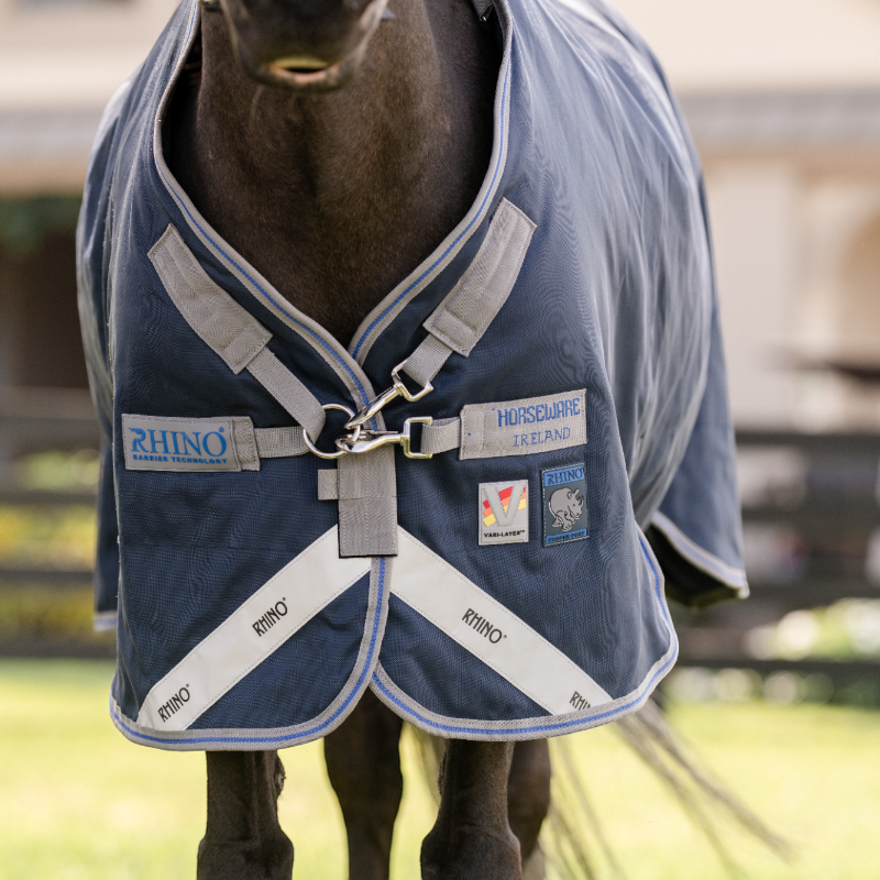 Horseware - Couverture d'extérieur Rhino Pony Turnout VL marine/ titanium grey/ Classic Blue 250g | - Ohlala