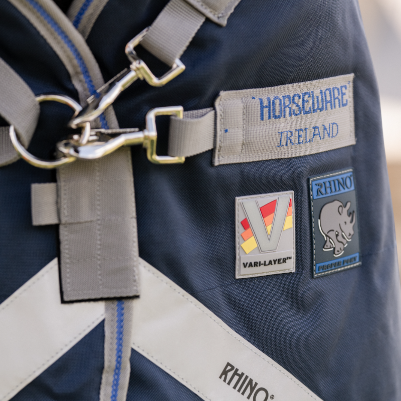 Horseware - Couverture d'extérieur Rhino Pony Turnout VL marine/ titanium grey/ Classic Blue 250g | - Ohlala