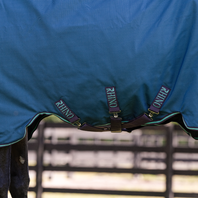 Horseware - Buitenbedekking Rhino Turnout marine/ grijs/ aqua 100g