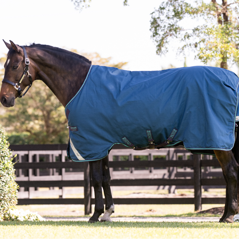 Horseware - Buitenbedekking Rhino Turnout marine/ grijs/ aqua 100g
