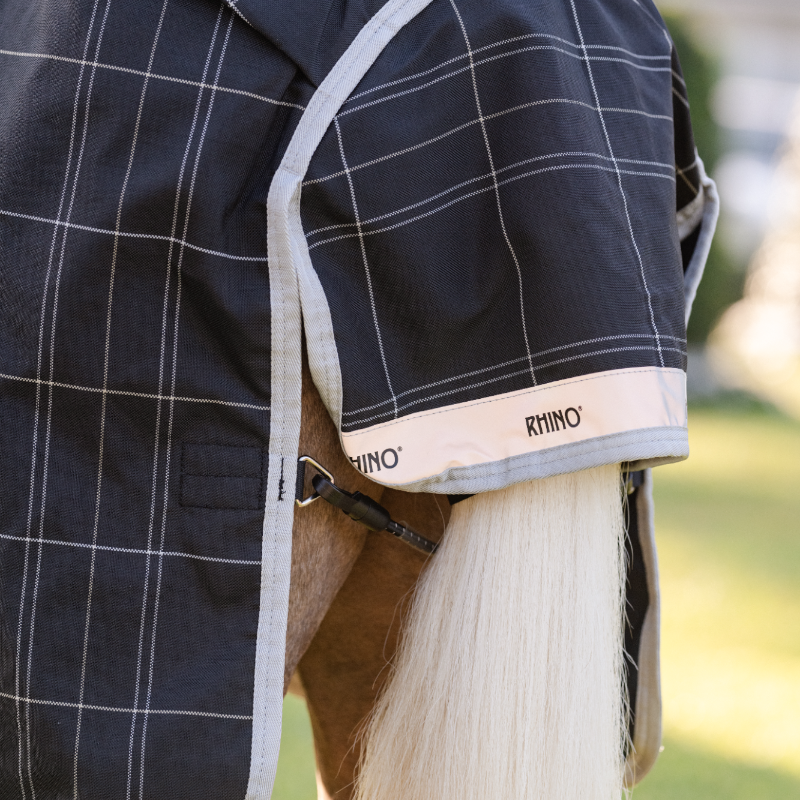 Horseware - Couverture d'extérieur Rhino Wug Pony Turnout VL noir/ gris/ blanc à carreaux 250g | - Ohlala