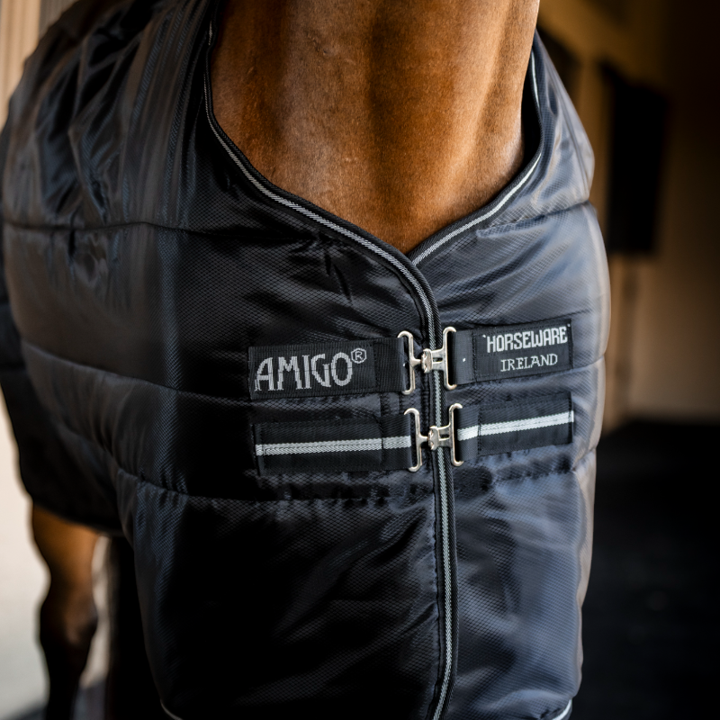 Horseware - Couverture de box Amigo Ripstop Insulator Stable noir/ argent 50g | - Ohlala
