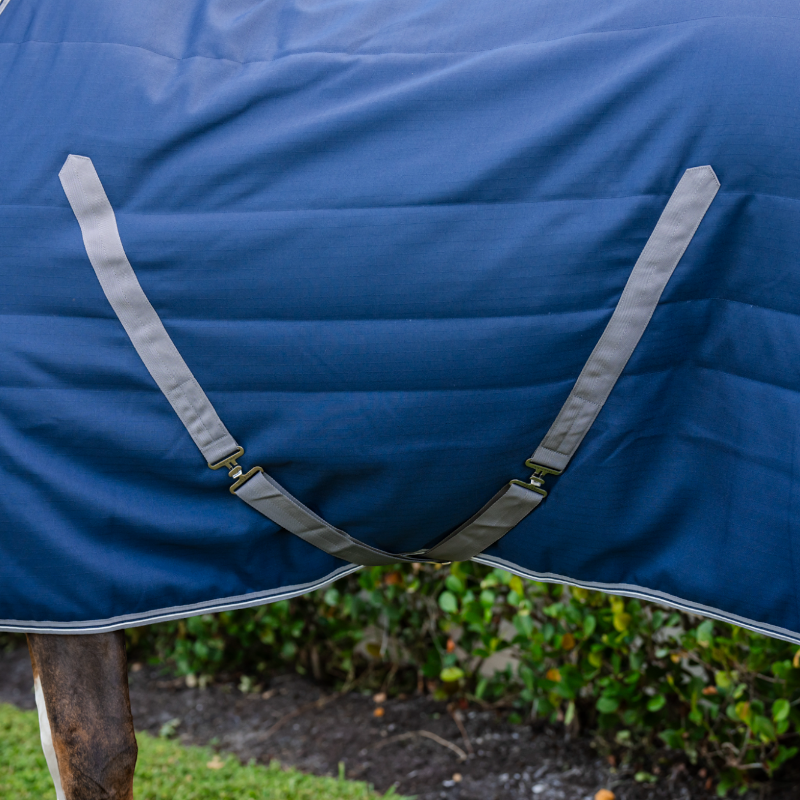 Horseware - Couverture de box Rambo Stable marine/ thunderstorm grey/ argent 400g | - Ohlala