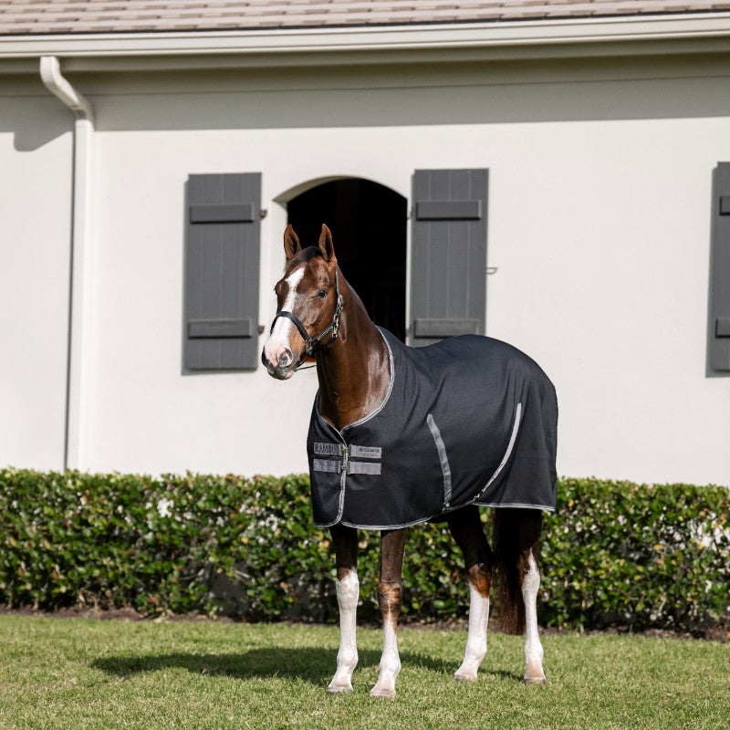 Horseware - Couverture de box Rambo Stable noir/ thunderstorm grey/ argent | - Ohlala