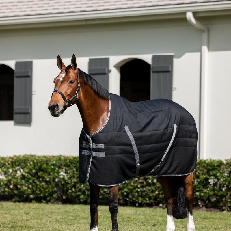 Horseware - Couverture de box Rambo Stable noir/ thunderstorm grey/ argent 200g | - Ohlala