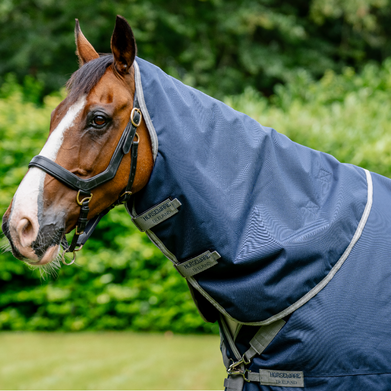 Horseware - Amigo Bravo XL Turnout halsband marine/ titanium grijs/ zilver 150g