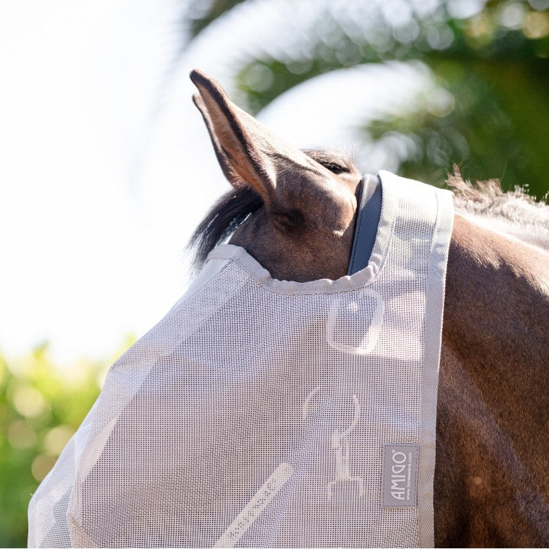 Horseware - Oordoploze vliegenmasker Amigo Flymask zilver/ titanium grijs