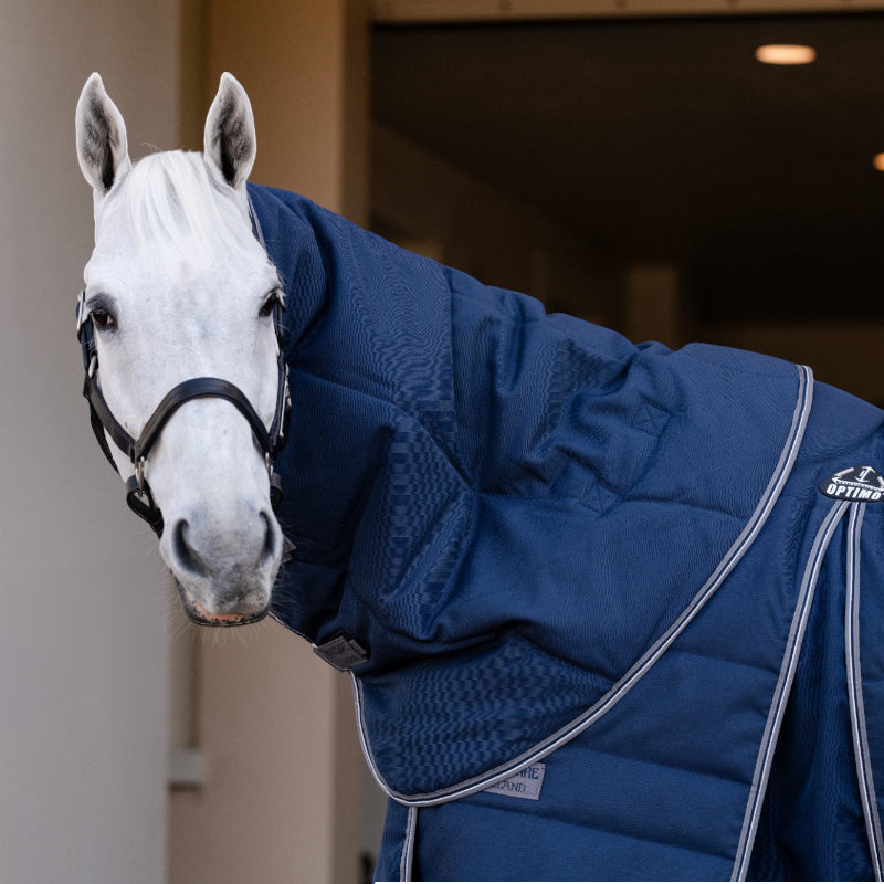 Horseware - Couverture de box Rambo Optimo Stable Plus marine/ thunderstorm grey/ argent 400g | - Ohlala