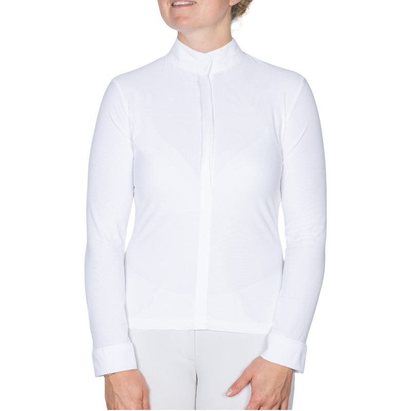 Jump'In - Chemise manches longues de concours femme Carla blanc | - Ohlala